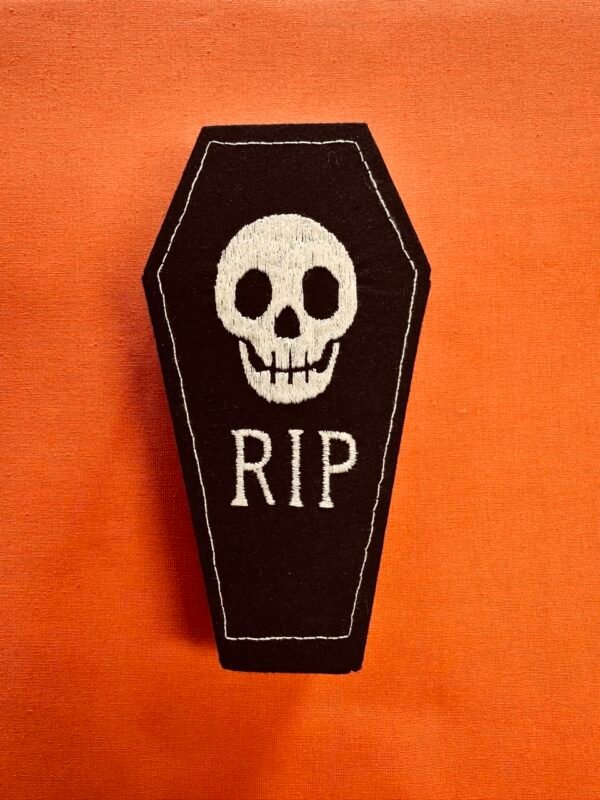 embroidered-halloween-coffin-skull Halloween craft tutorial: embroidered skull coffin box
