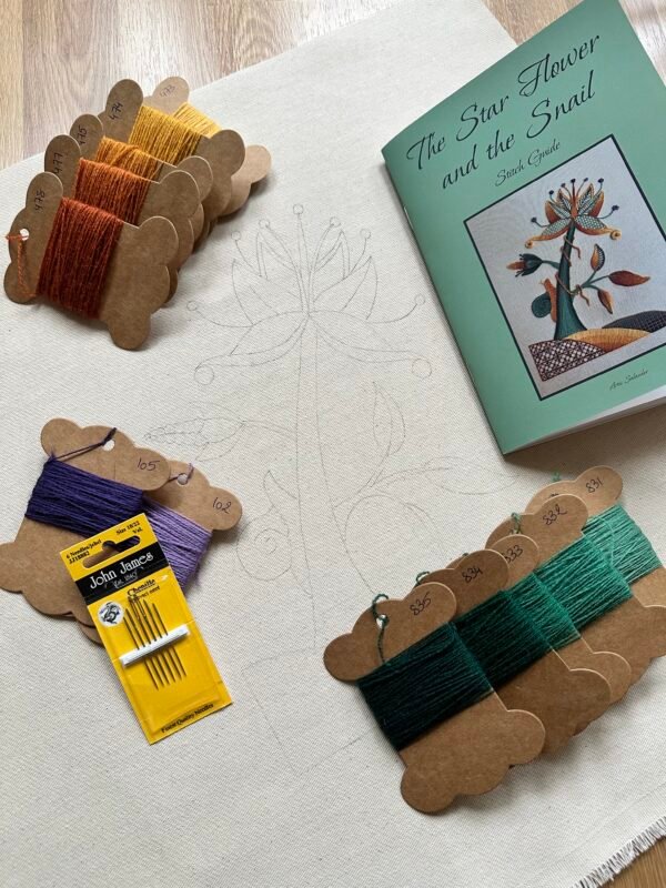 crewelwork embroidery kit The Star Flower and the Snail | Crewel Embroidery Kit