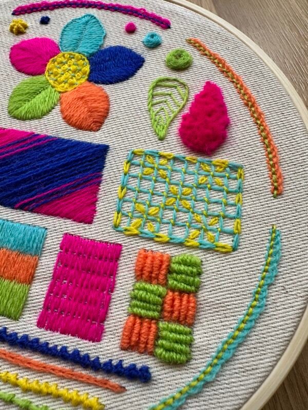 trellis-bullion-pekinese-stitch-embroidery-kit Neon 30 | Crewel Embroidery Scroll