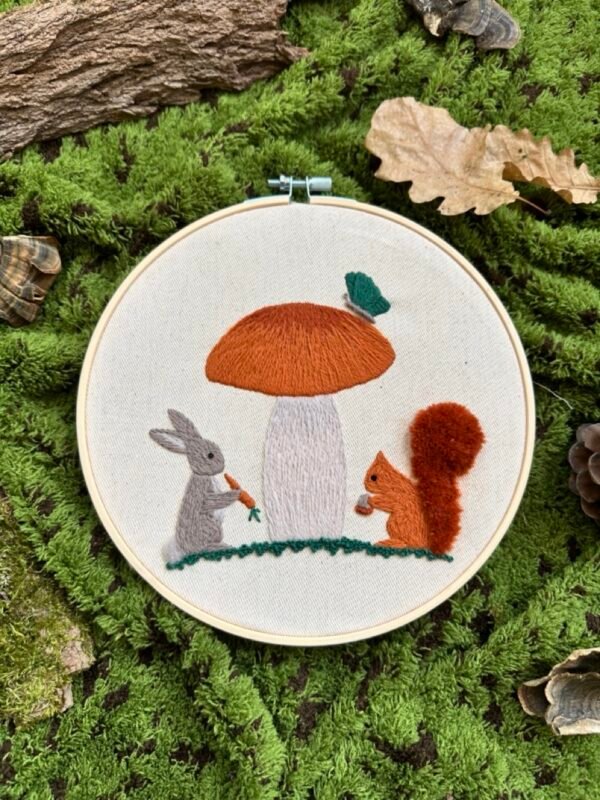 Woodland Companions | Crewel Embroidery Scroll
